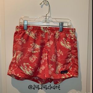 RED TROPICAL PATTERN GIRLS PATAGONIA SHORTS